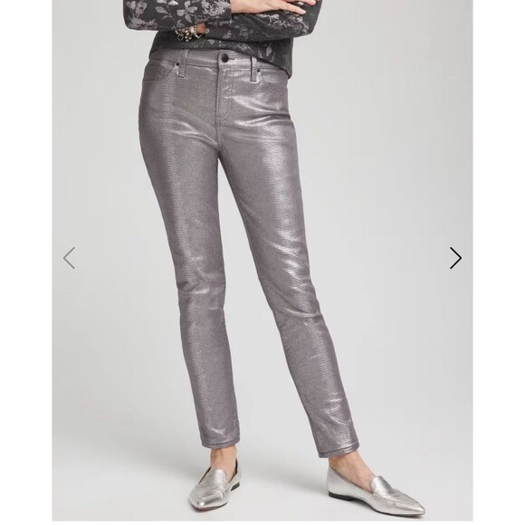 Chicos Girlfriend Coated Ankle Jeans Women's Size 0 (US 4) $119 - Picture 1 of 11